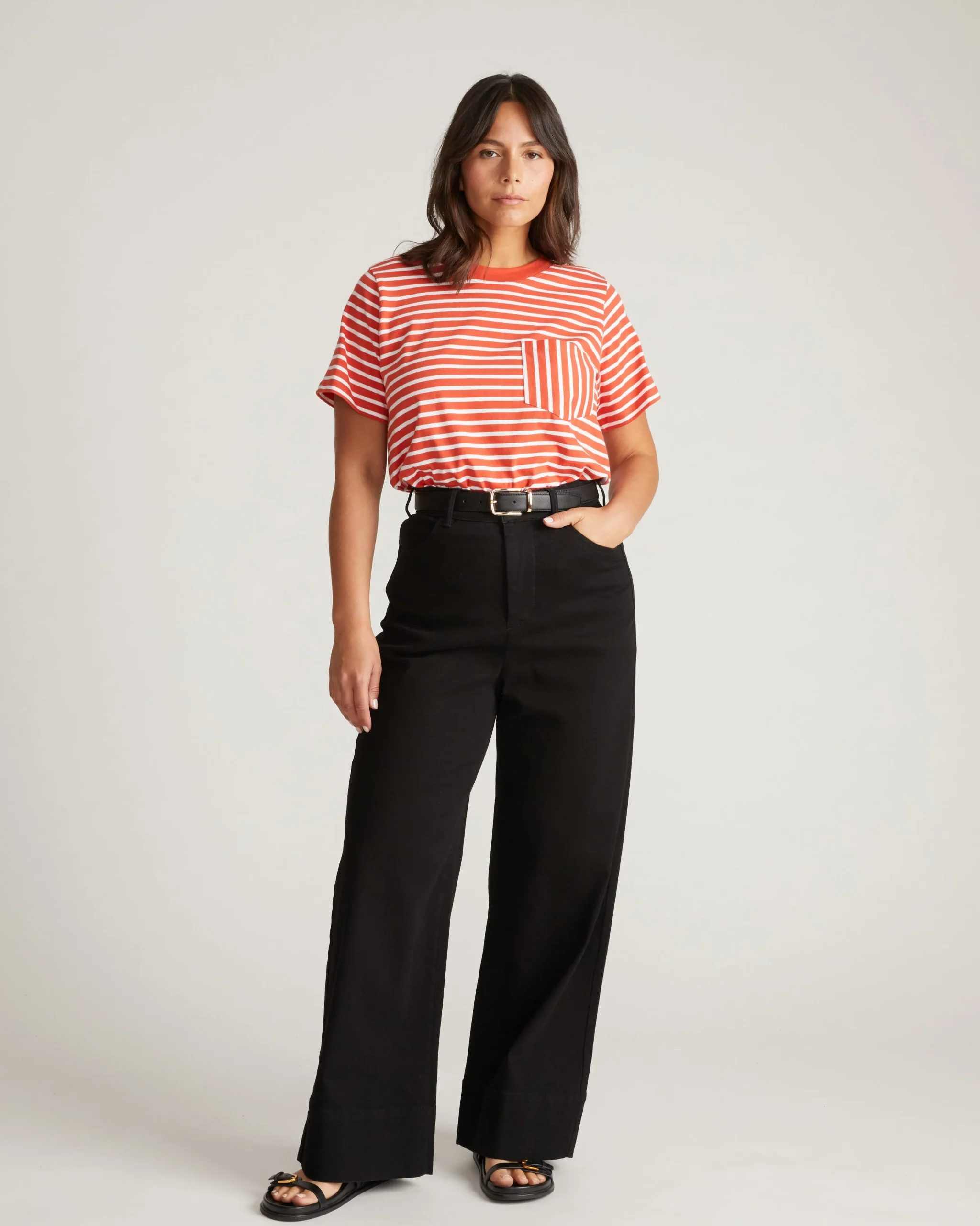Breton Stripe Garcon Tee Coral Reef/White Stripe
