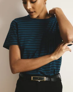 Breton Stripe Garcon Tee Deep Teal/Black Stripe