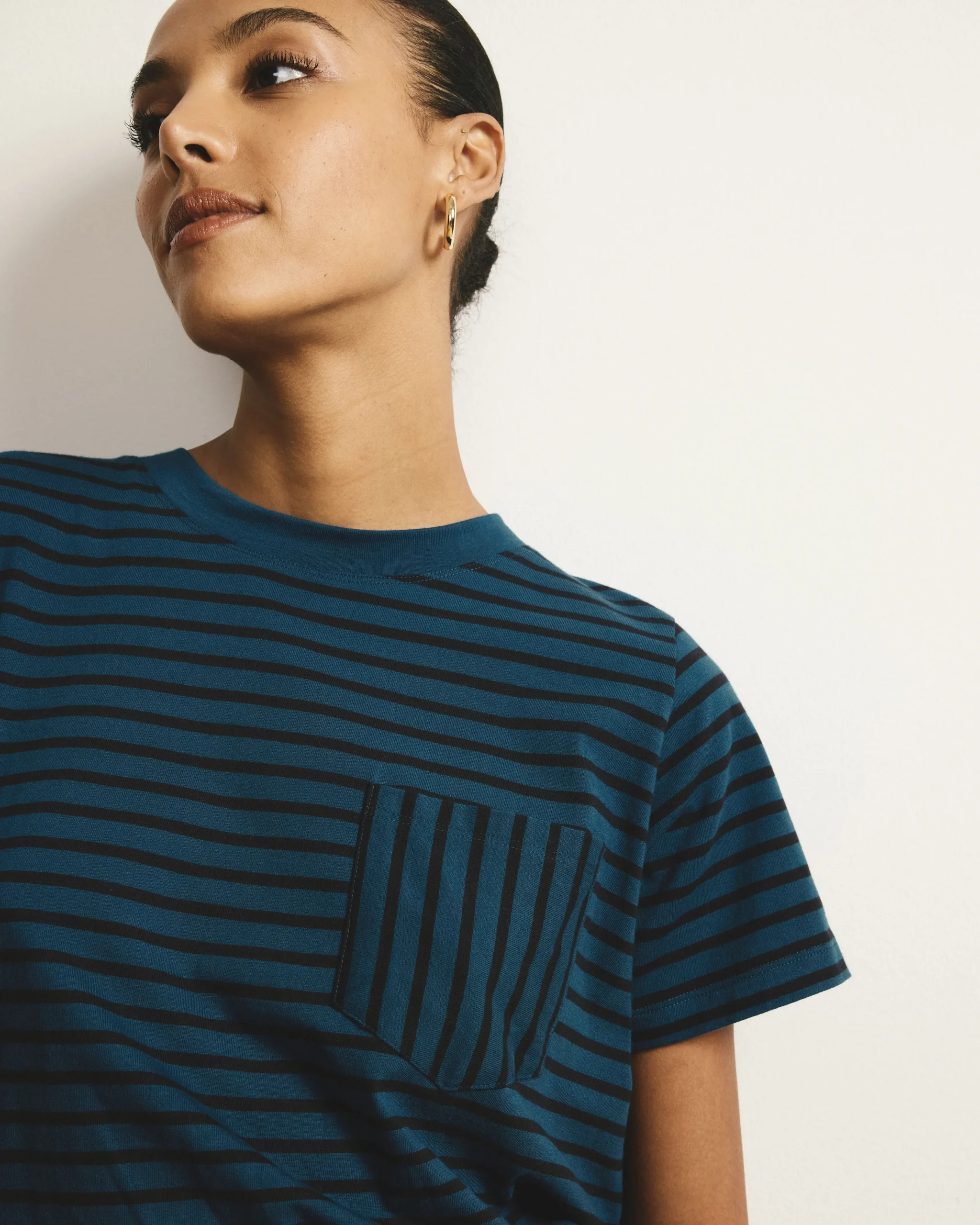 Breton Stripe Garcon Tee Deep Teal/Black Stripe