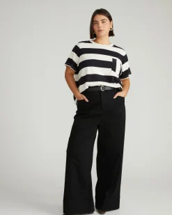 Breton Stripe Garcon Tee Ecru/Black Rugby Stripe