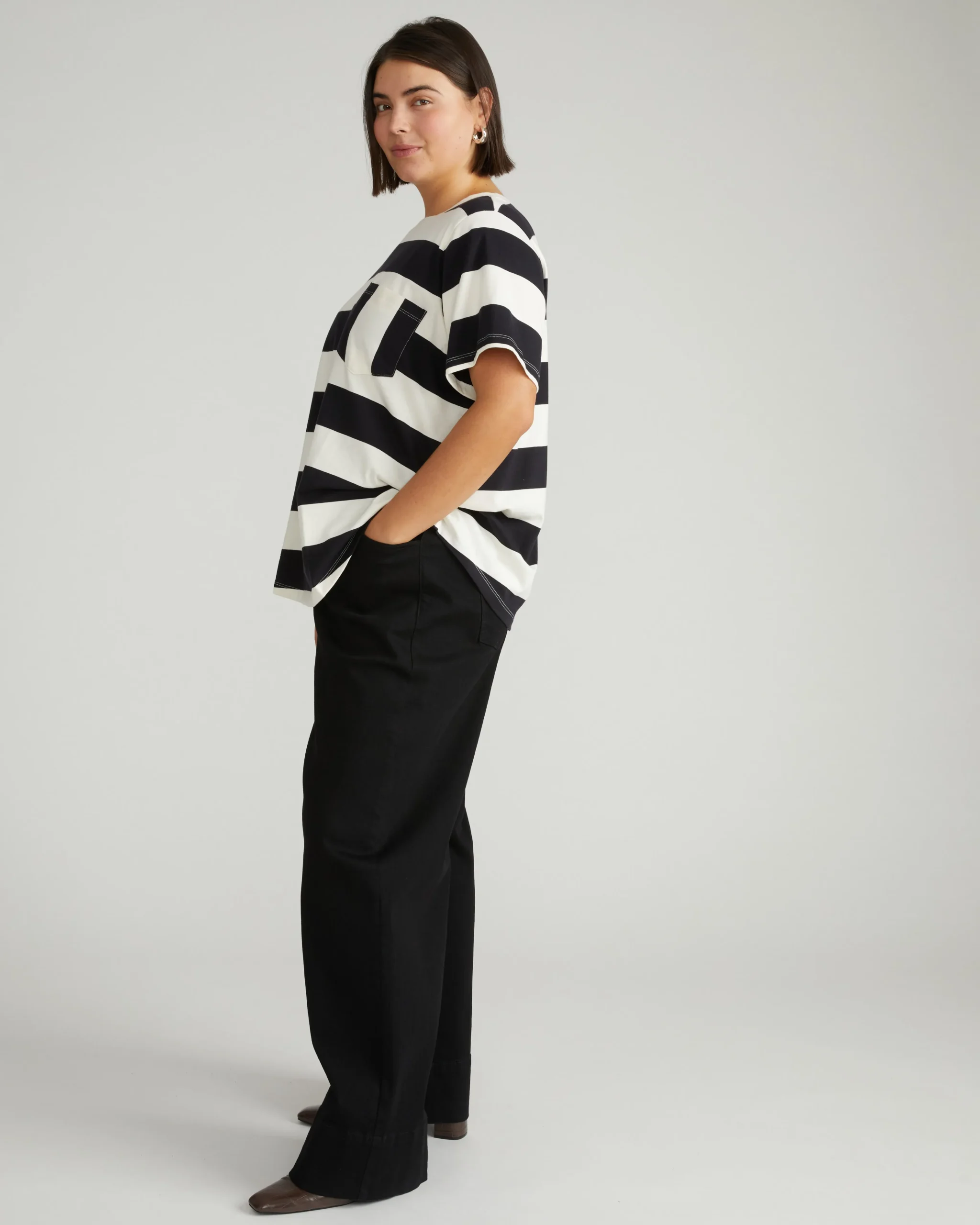 Breton Stripe Garcon Tee Ecru/Black Rugby Stripe