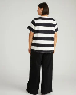 Breton Stripe Garcon Tee Ecru/Black Rugby Stripe