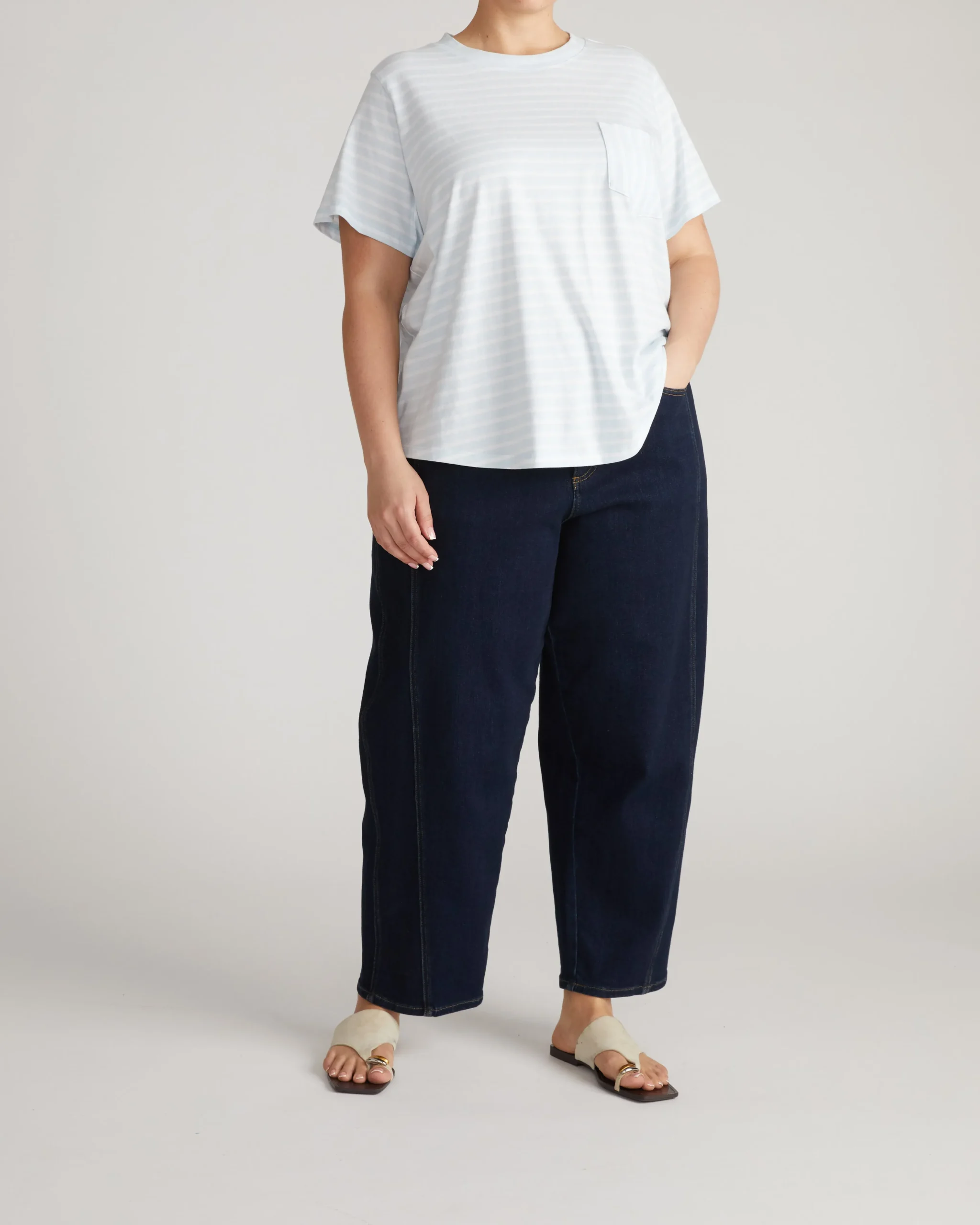 Breton Stripe Garcon Tee Pale Blue/White Stripe