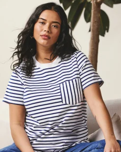Breton Stripe Garcon Tee White/Cenote Stripe