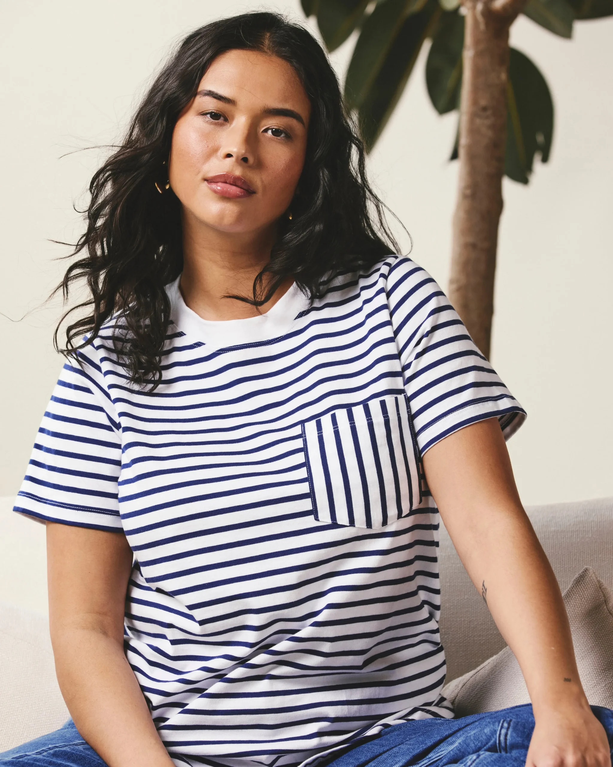 Breton Stripe Garcon Tee White/Cenote Stripe