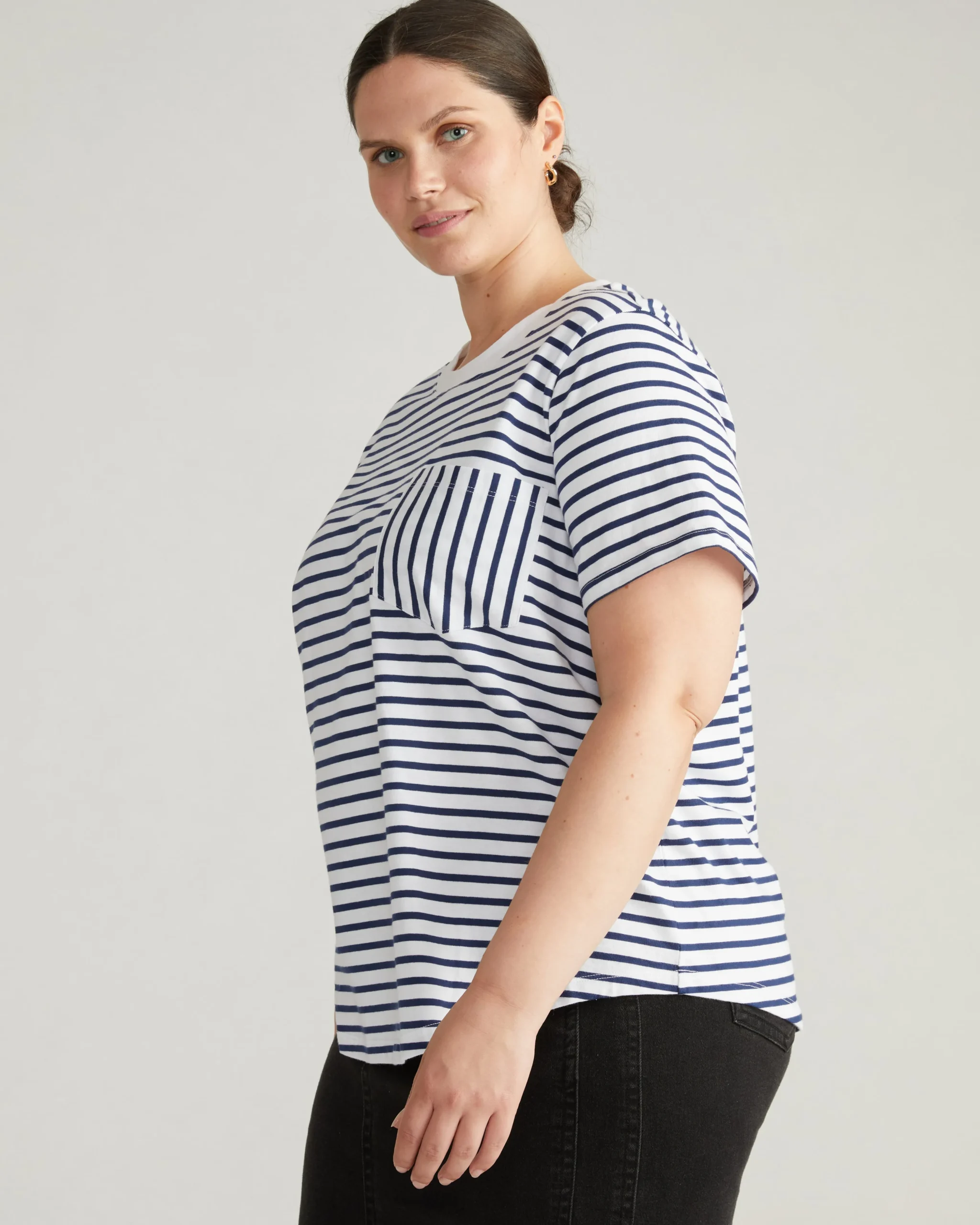 Breton Stripe Garcon Tee White/Cenote Stripe
