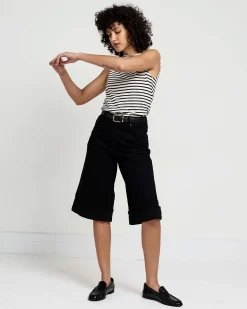 Briony Below the Knee Denim Shorts Jet Black