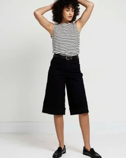 Briony Below the Knee Denim Shorts Jet Black