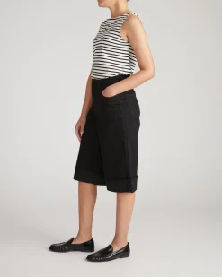 Briony Below the Knee Denim Shorts Jet Black