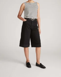 Briony Below the Knee Denim Shorts Jet Black
