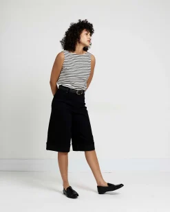 Briony Below the Knee Denim Shorts Jet Black