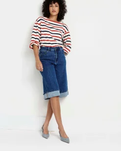 Briony Below the Knee Denim Shorts Union City Blue