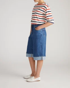 Briony Below the Knee Denim Shorts Union City Blue