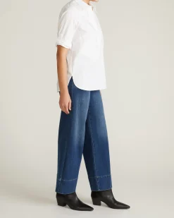 Button Back Poplin Polo Shirt White