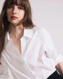 Button Back Poplin Polo Shirt White