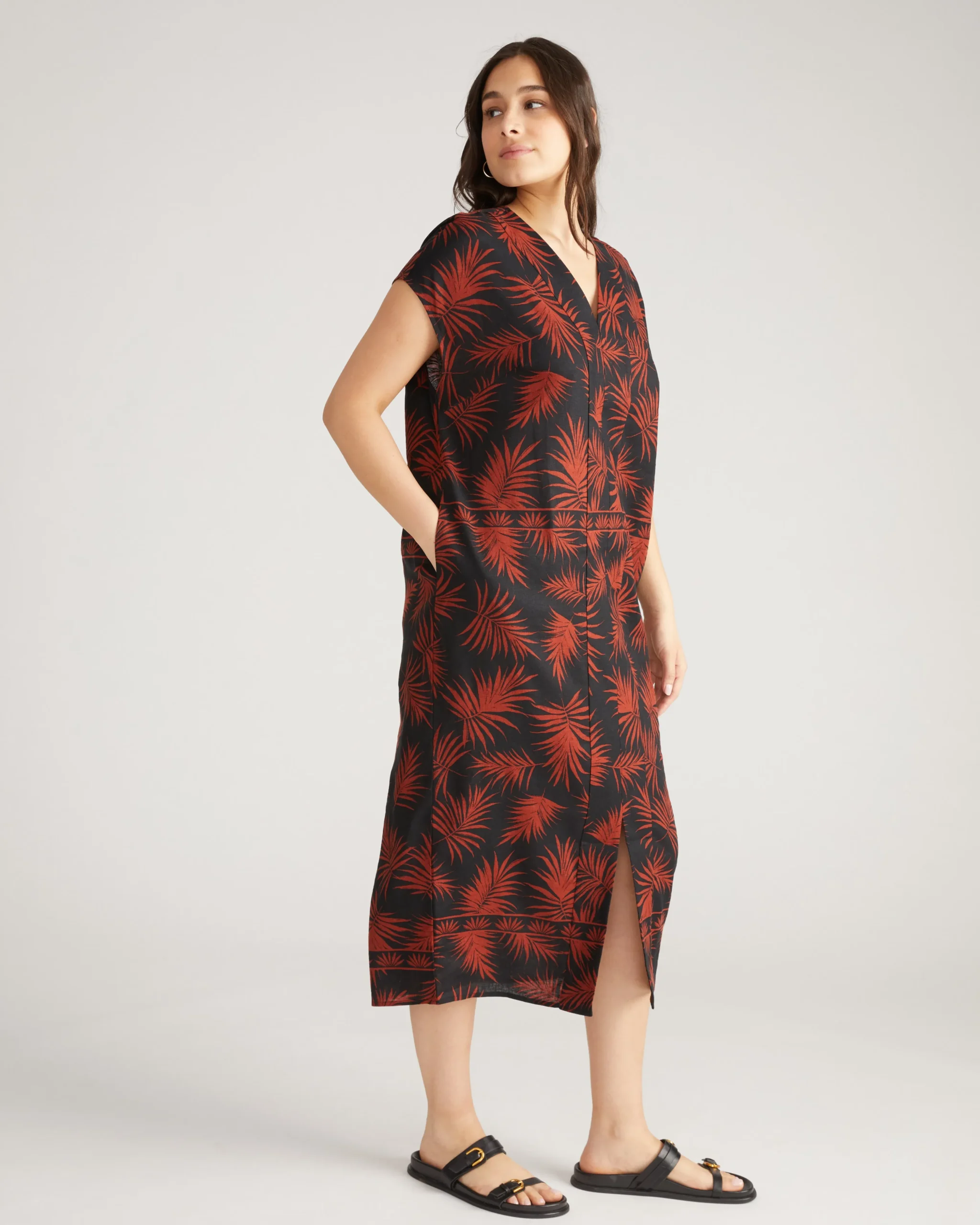 Cabana Linen Blend Kaftan Bohem Print