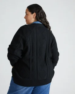 Cable Knit Cardigan Black