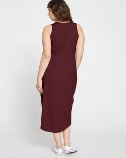 Cai High Neck Tank Dress Black Cherry