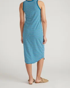 Cai High Neck Tank Dress Ink Blue/White Stripe