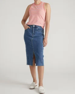 Cai High Neck Tank Portrait Pink/White Stripe