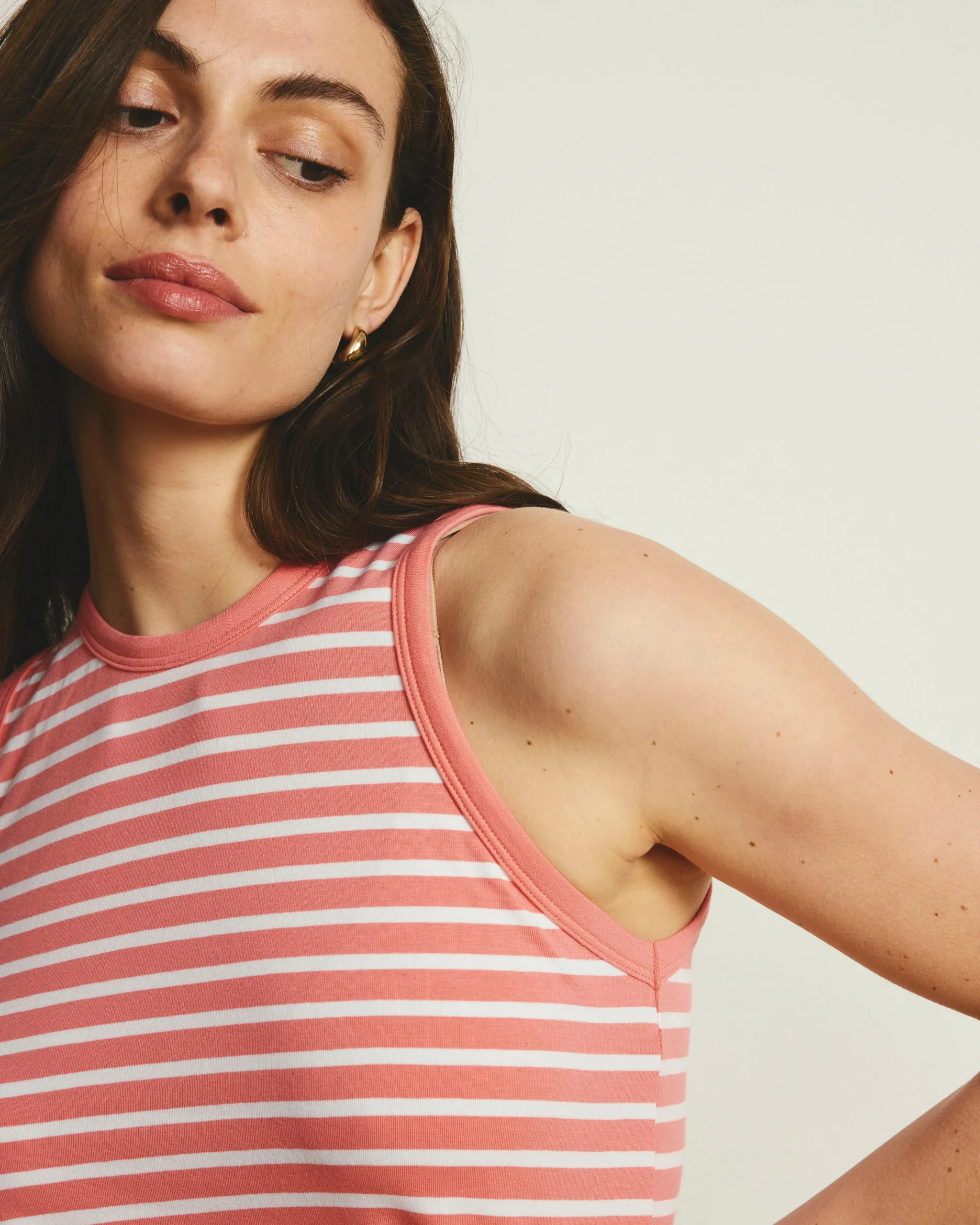 Cai High Neck Tank Portrait Pink/White Stripe