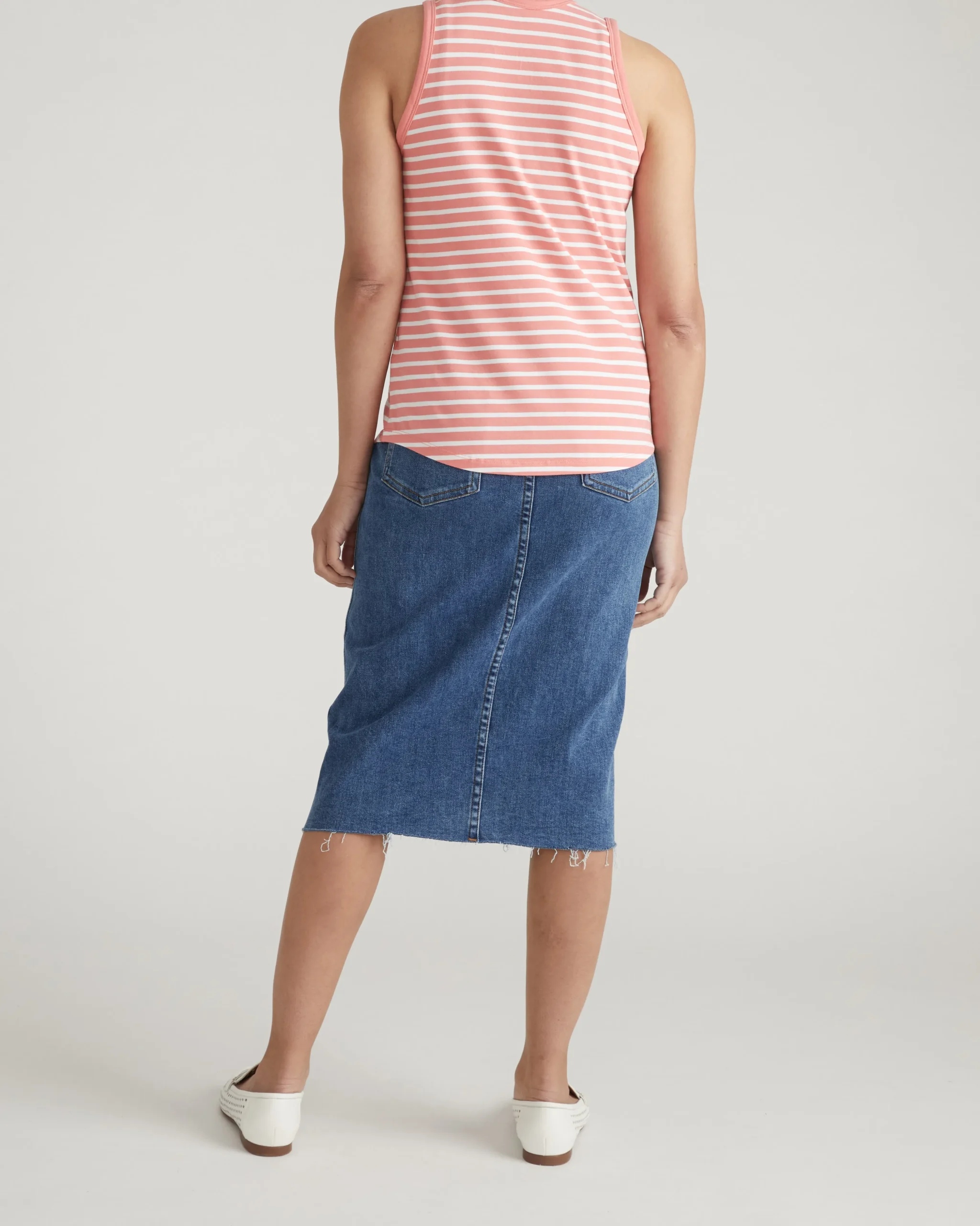 Cai High Neck Tank Portrait Pink/White Stripe
