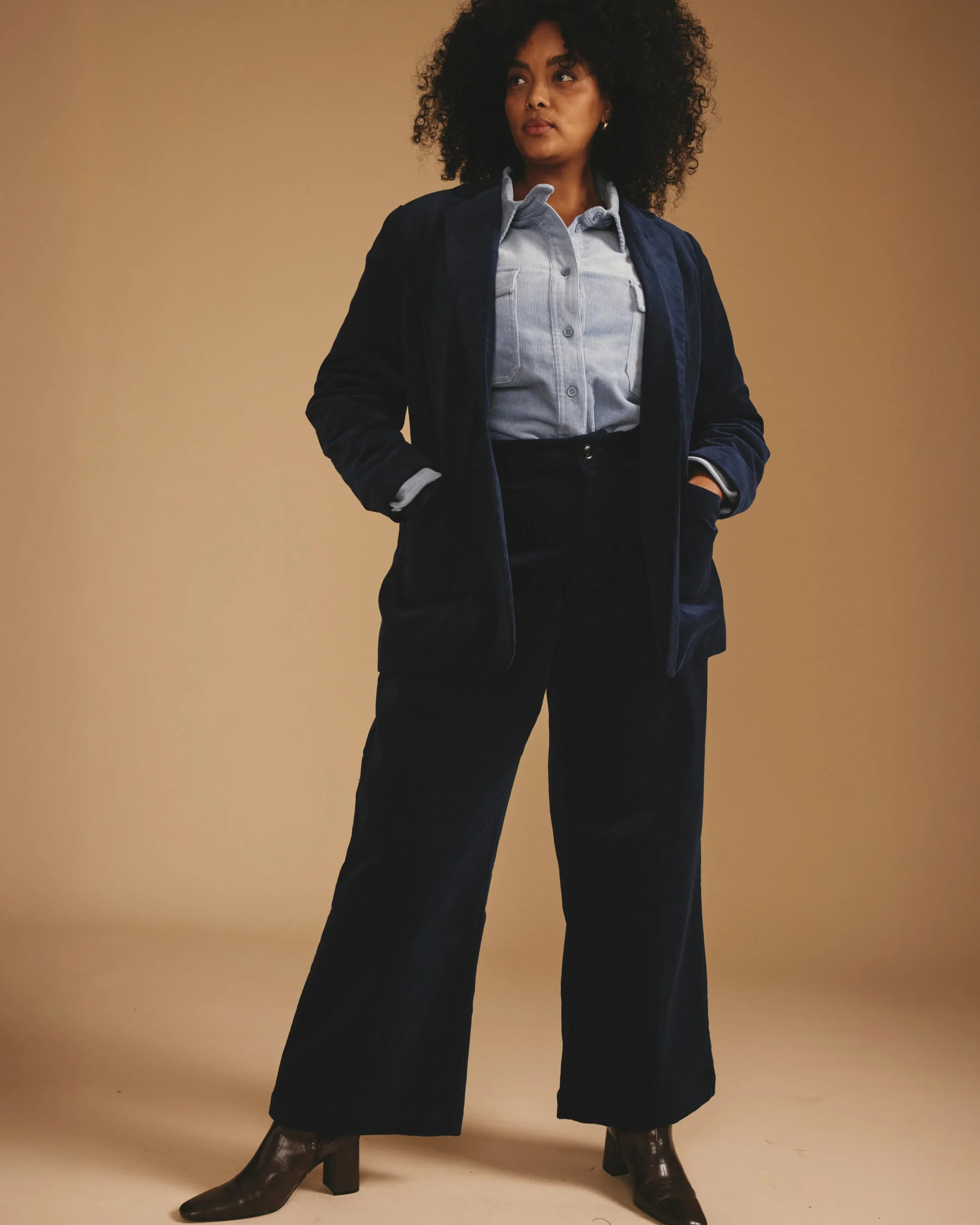 Camila Wide Leg Corduroy Pants Pageant Blue