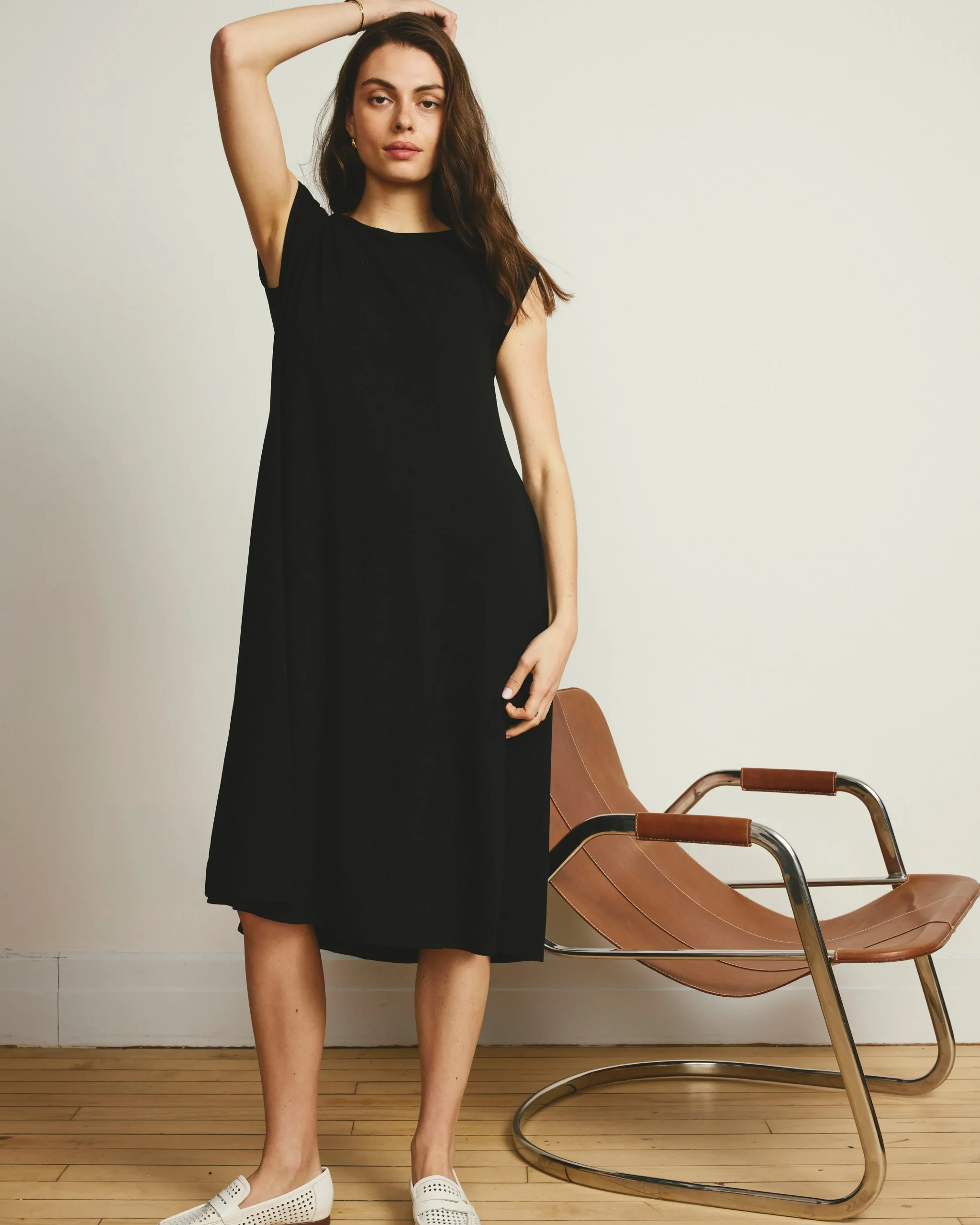 Capri Divine Jersey Flared Dress Black
