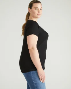 Carey Ribbed Sweetheart Tee Black