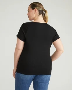 Carey Ribbed Sweetheart Tee Black