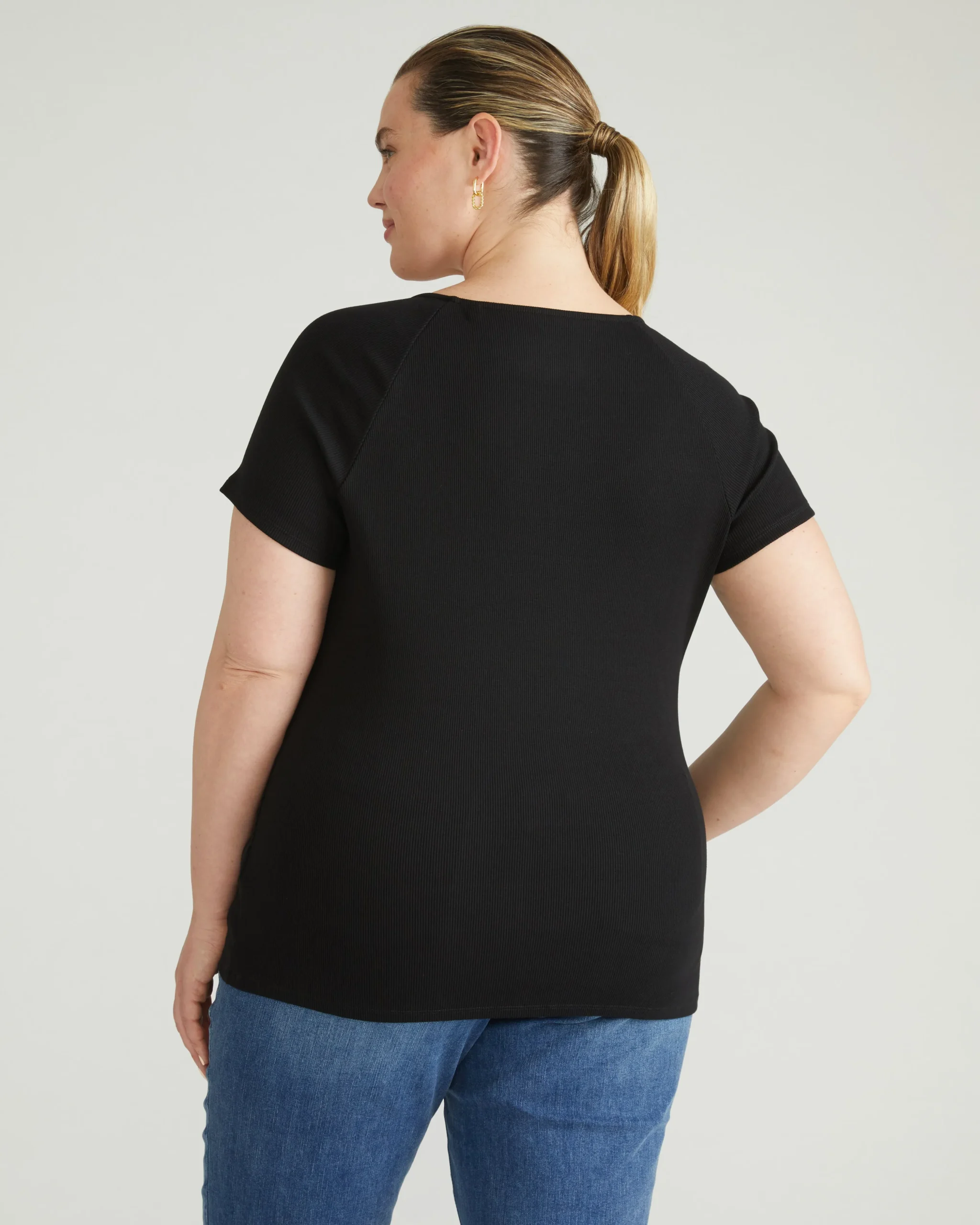 Carey Ribbed Sweetheart Tee Black