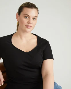 Carey Ribbed Sweetheart Tee Black