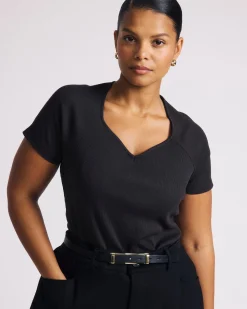 Carey Ribbed Sweetheart Tee Espresso
