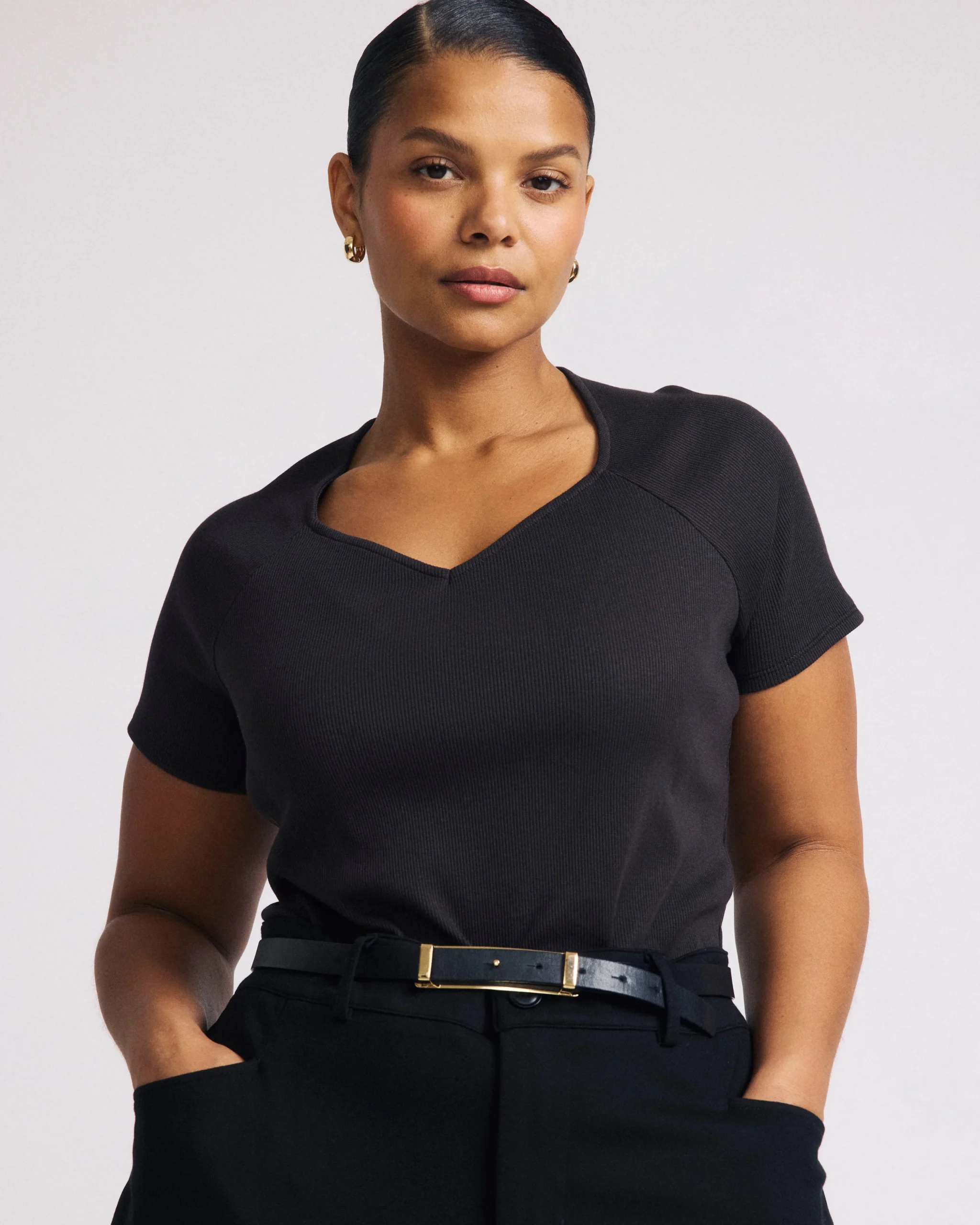 Carey Ribbed Sweetheart Tee Espresso