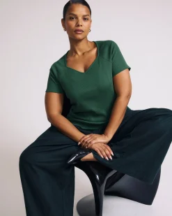Carey Ribbed Sweetheart Tee Green Park