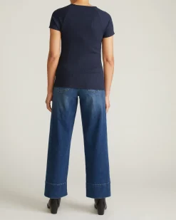 Carey Ribbed Sweetheart Tee Navy