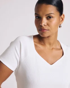 Carey Ribbed Sweetheart Tee White