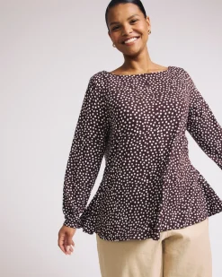 Cassandra Divine Jersey Top Brown/White Dot Print