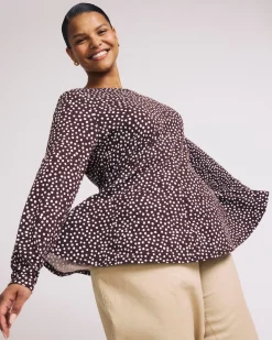 Cassandra Divine Jersey Top Brown/White Dot Print