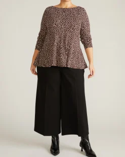 Cassandra Divine Jersey Top Brown/White Dot Print