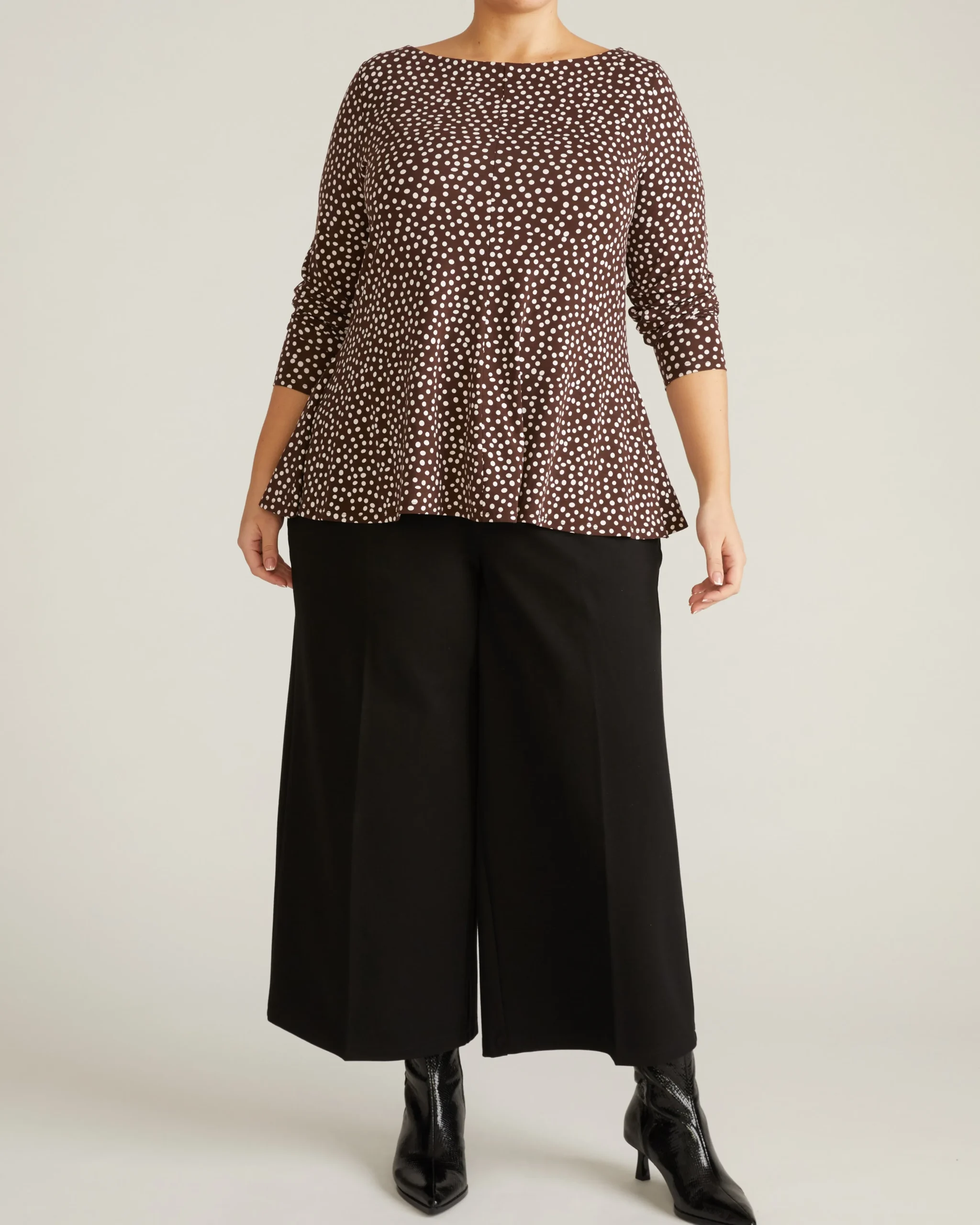Cassandra Divine Jersey Top Brown/White Dot Print