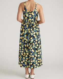 Cayo Cami Dress Black Limoncello Print
