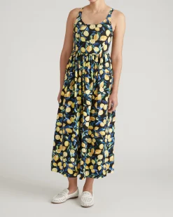 Cayo Cami Dress Black Limoncello Print