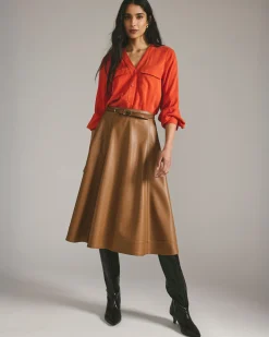 Charlotte Faux Leather Skirt Classic Camel