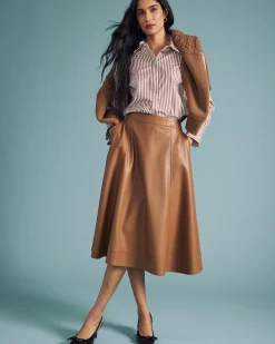 Charlotte Faux Leather Skirt Classic Camel