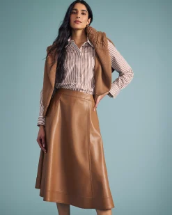 Charlotte Faux Leather Skirt Classic Camel