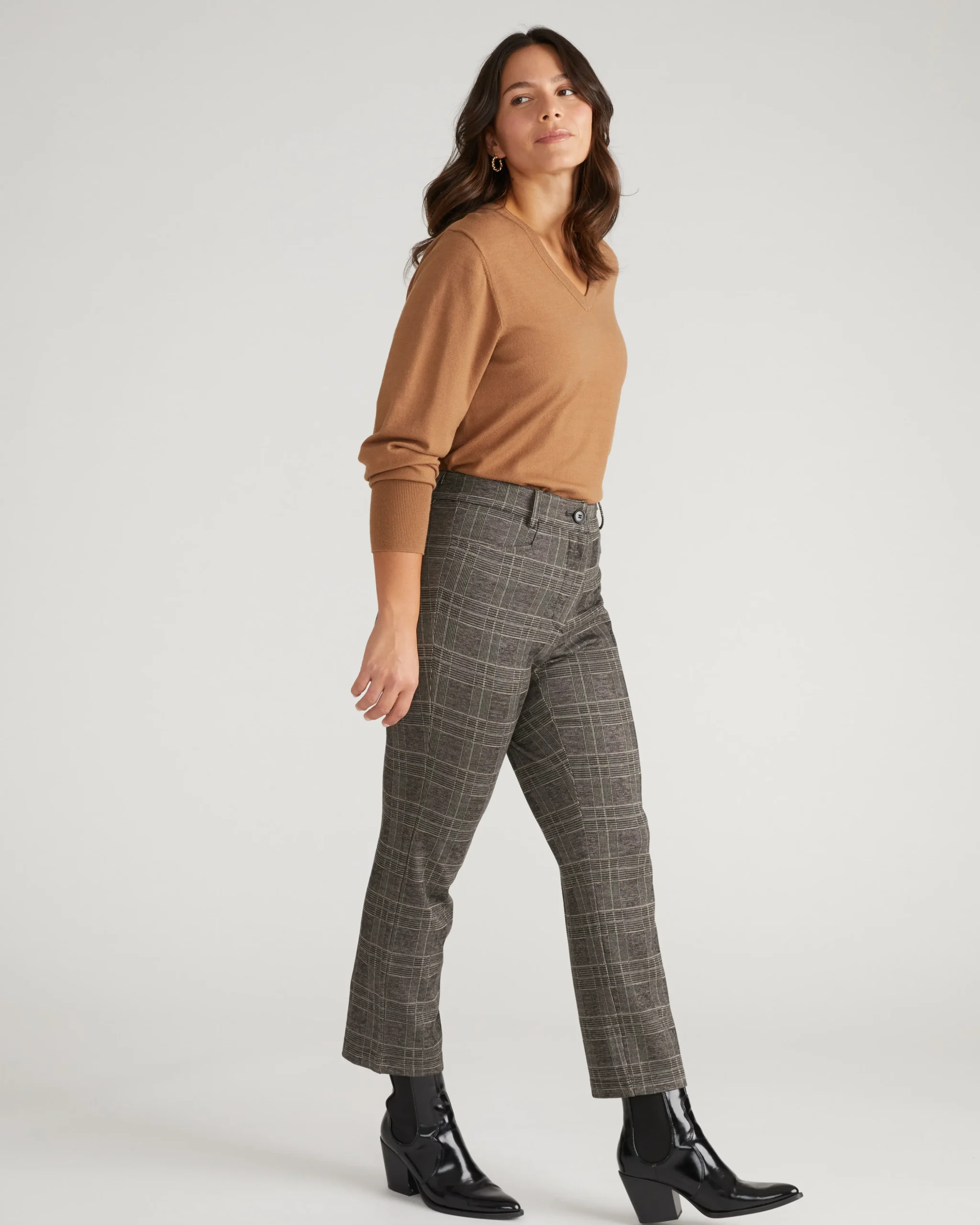 Cigarette Ponte Pants British Plaid