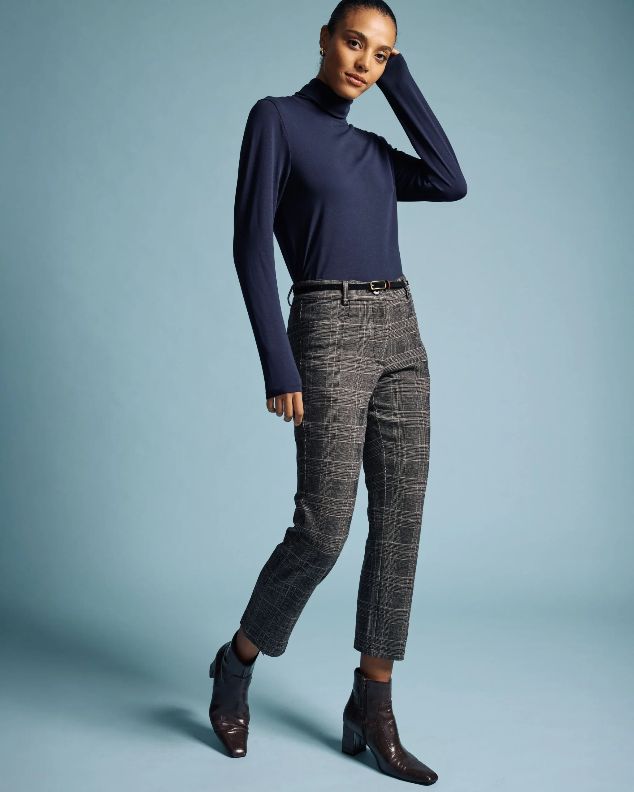 Cigarette Ponte Pants British Plaid