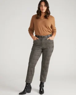 Cigarette Ponte Pants British Plaid