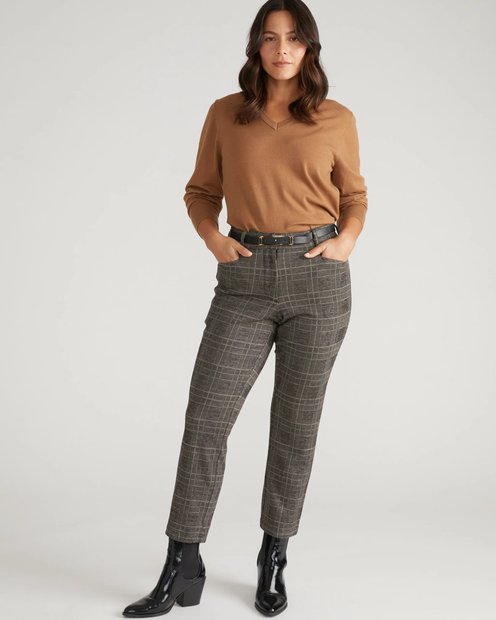 Cigarette Ponte Pants British Plaid